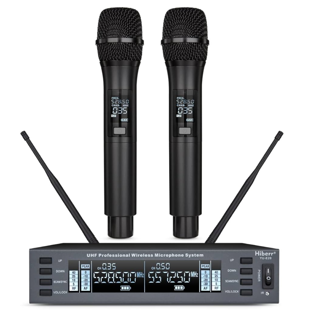 Hiberr YU-E20H 2-channel Wireless Microphone System (2) hand-held