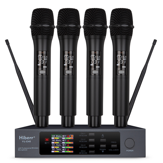 Hiberr YU-E40 4-channel Wireless Microphone System (4) Hand-held