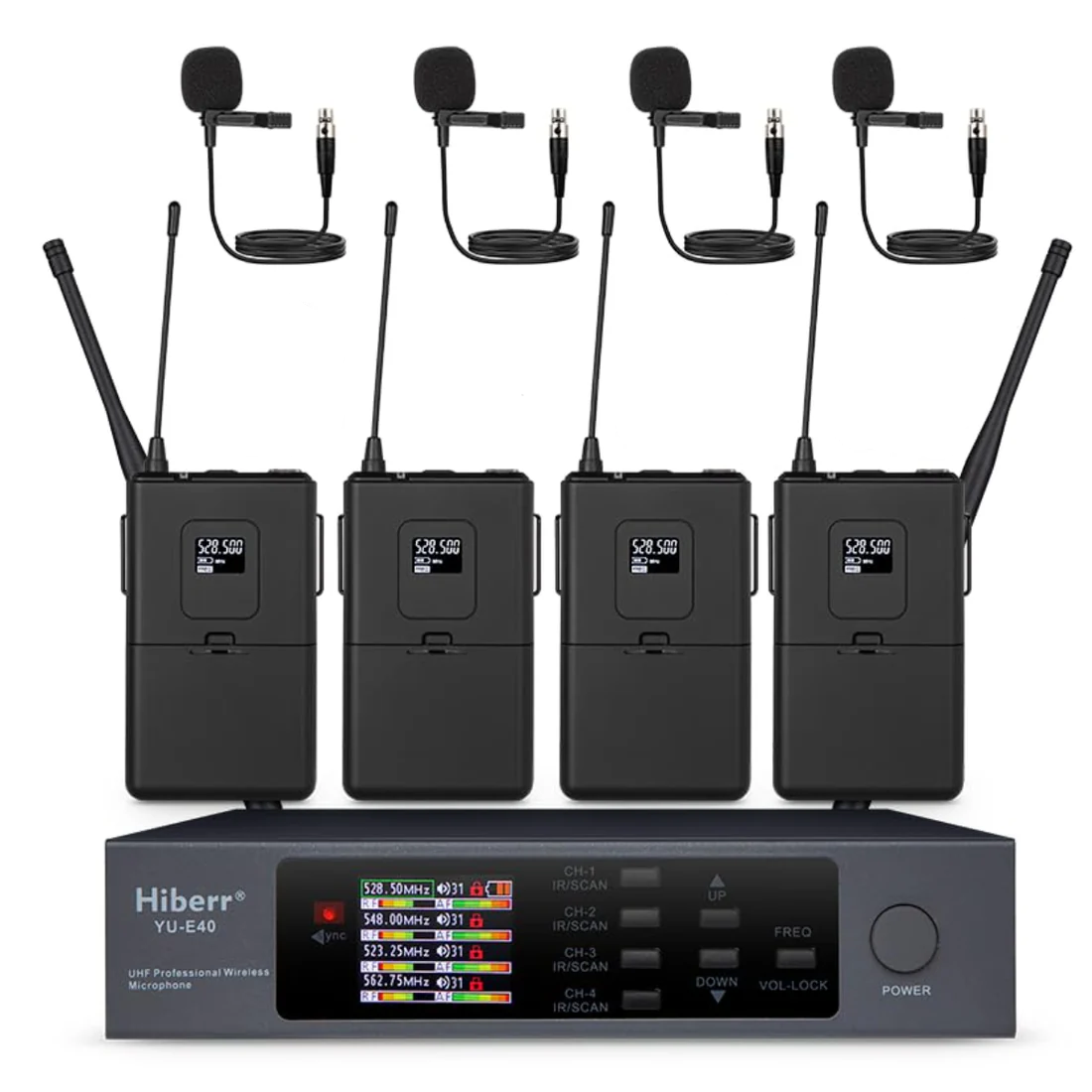 Hiberr YU-E40L 4-channel (4) Lavalier Microphone System