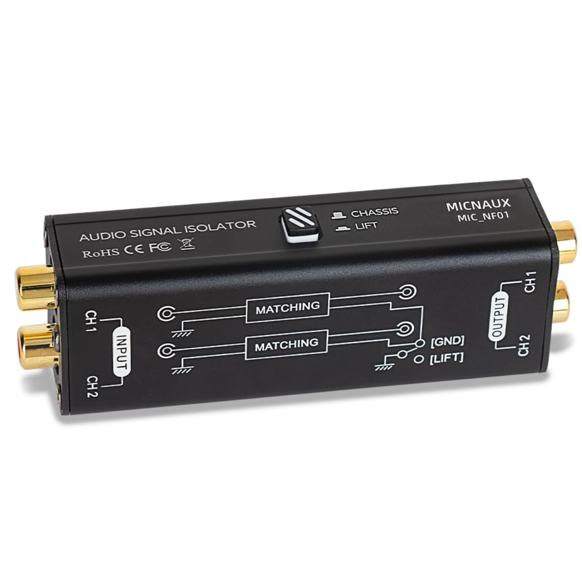 Audio Hum Eliminator Ground Loop Noise Isolator Dual Channel Gold Coating