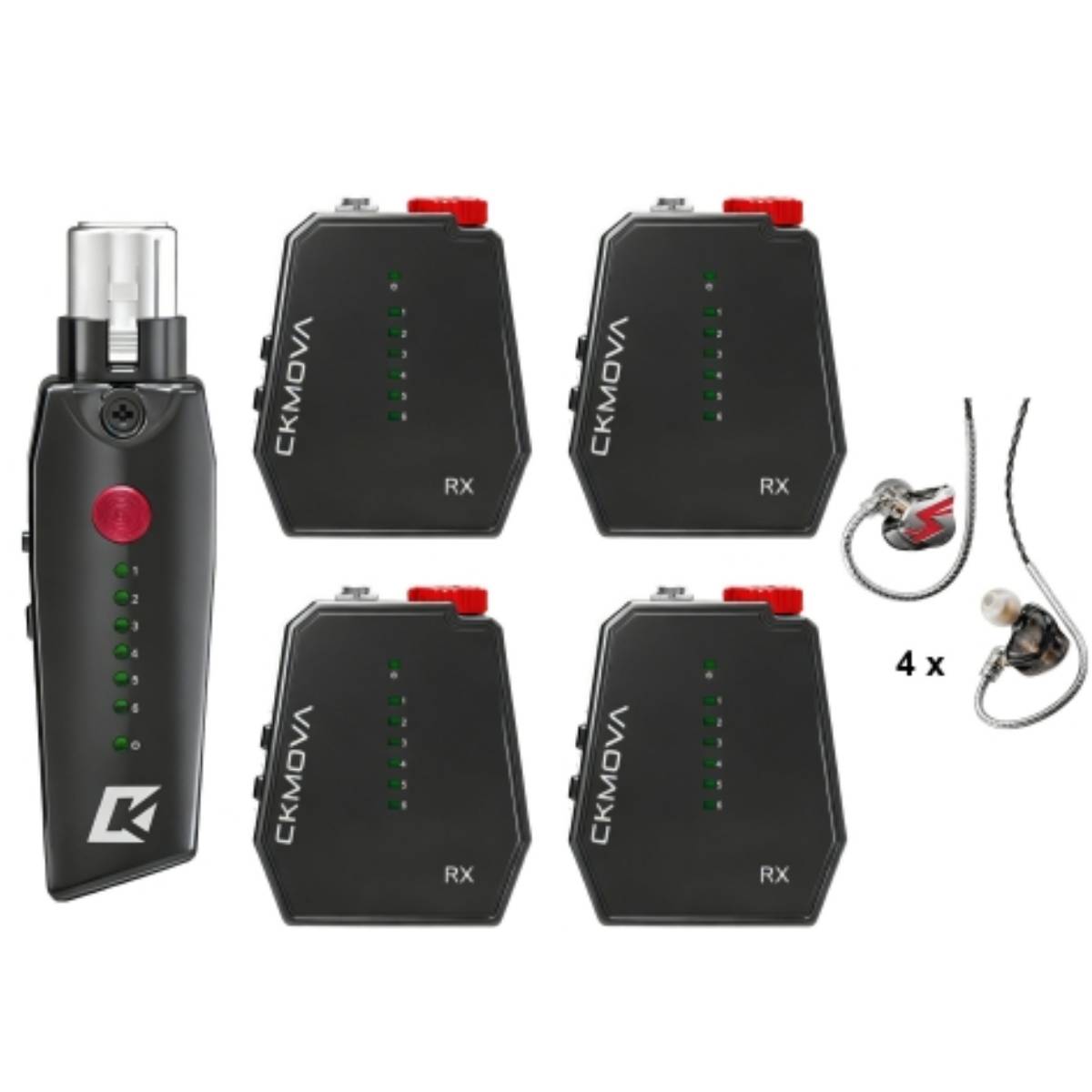 CKMOVA Vocal G V9 Wireless In-Ear Monitor System 4Receivers 4Headphones