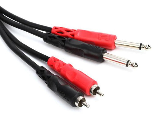 Hosa CPR-203 1/4" TS to RCA Stereo Cable, 10ft