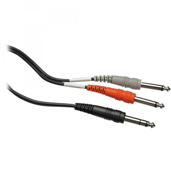 Hosa STP-201 1/4\" TRS Male to 2 1/4\" TS Male Insert Y-Cable, 3.3ft