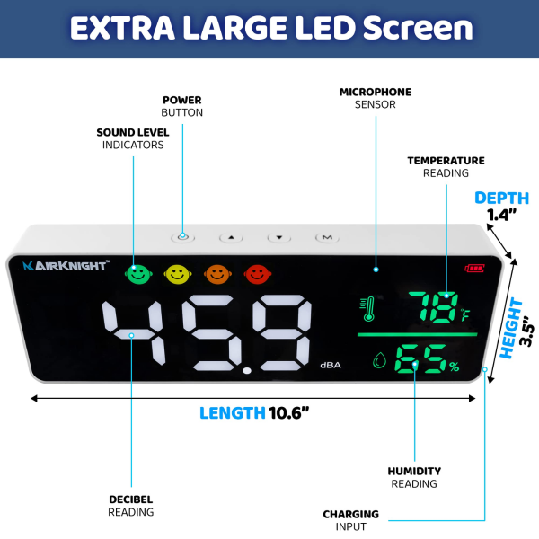 AirKnight 3-in-1 Decibel Meter Sound Level Reader