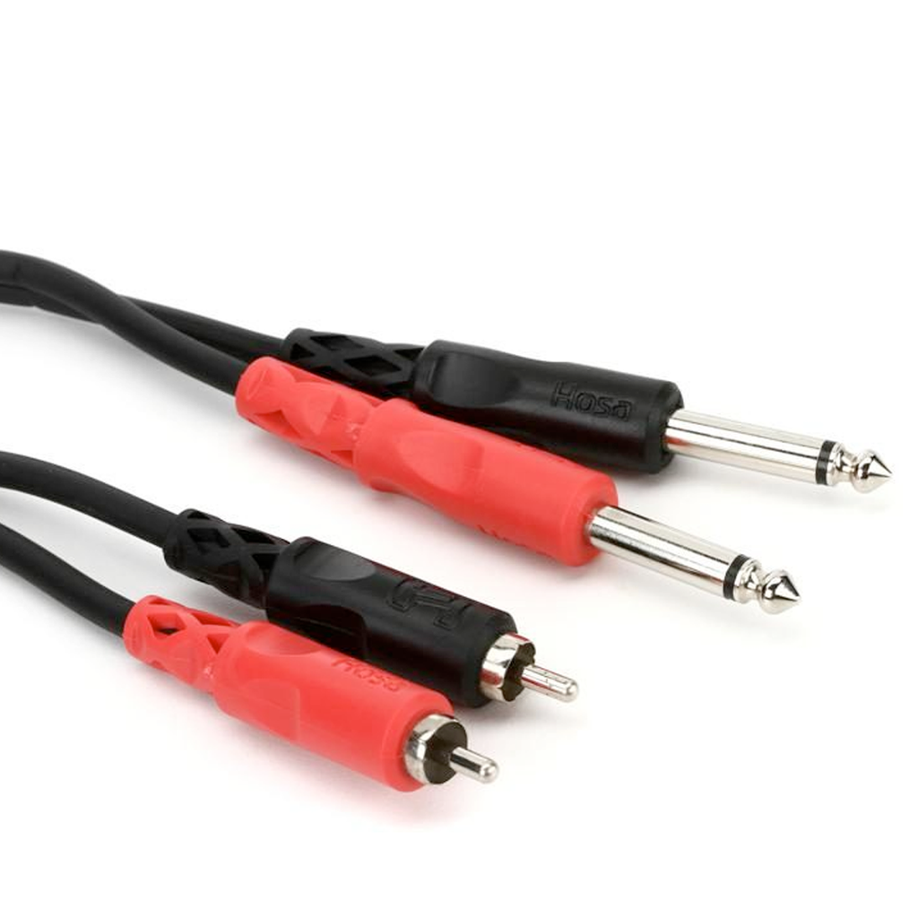 Hosa CPR-201 Dual 1/4" TS to RCA Unbalanced Interconnect, 3ft