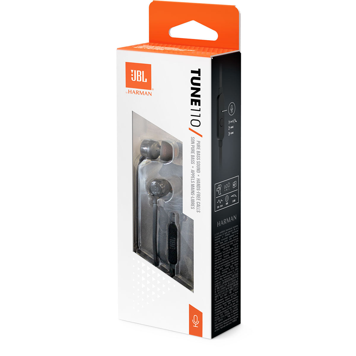 JBL Tune T110 110BLKAM In-ear Headphones, Universal one Button Remote/mic, Flat Cable (Black)