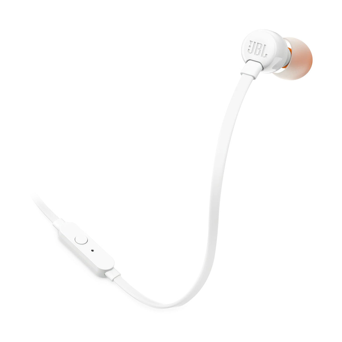 JBL Tune T110 T110WHTAM In-ear Headphones, Universal one Button Remote/mic, Flat Cable
