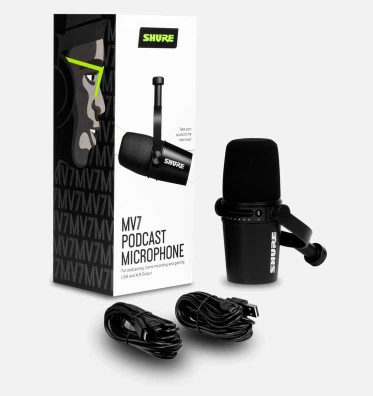 Shure MV7-K Podcast Microphone USB & XLR