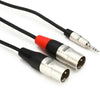 Hosa HMX-003Y Pro Stereo Breakout, REAN 3.5 mm TRS to Dual XLR3M, 3 ft