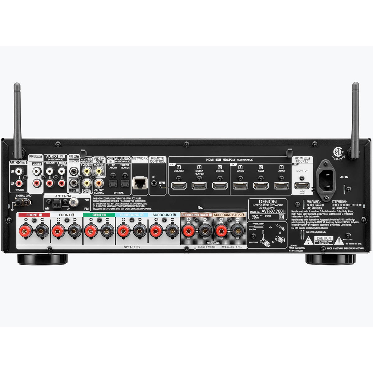 Denon AVR-X1700H 8K, 7.2 Channel Receiver 