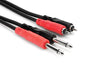 Hosa CPR-202 Dual 1/4" TS to RCA Unbalanced Interconnect, 6ft
