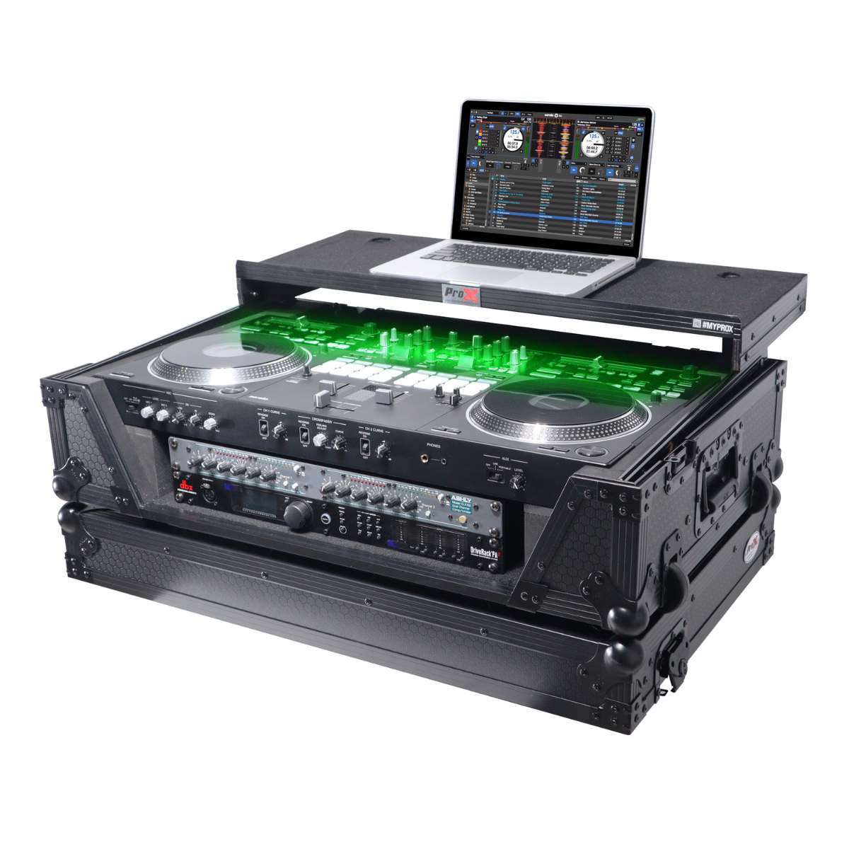 ProX XS-DDJ1000 WLTBL ATA Flight Case for Pioneer DDJ-1000, FLX6, or SX3 or similar DJ Controller with 1U Rack Space Wheels and LED - Black