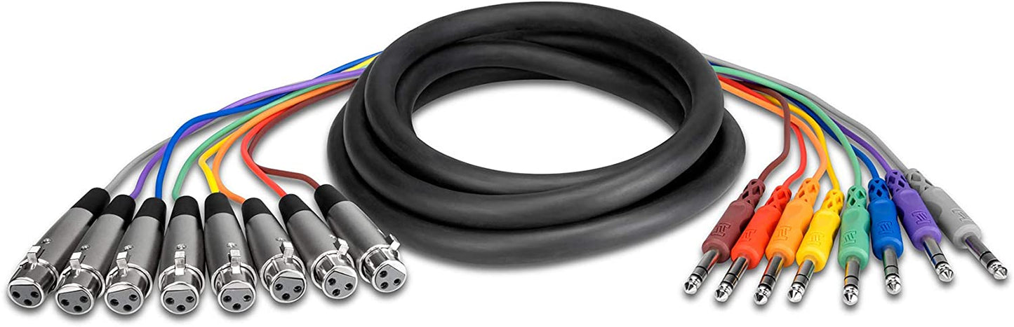 Hosa Technology STX-805F 8 Channel 1/4" TRSM to XLR3F Balanced Snake, 15ft