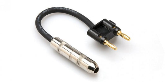 Hosa BNP-116BK 1/4in TS to Dual Banana Adaptor, Black