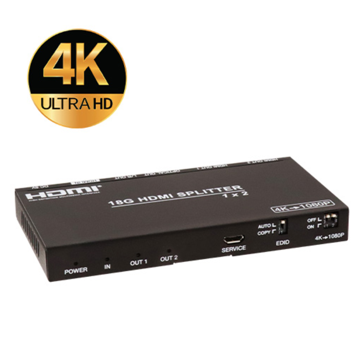 COVID DH12-220 Splitter, HDMI 2.0, 1X2, w/Aud De-embedder