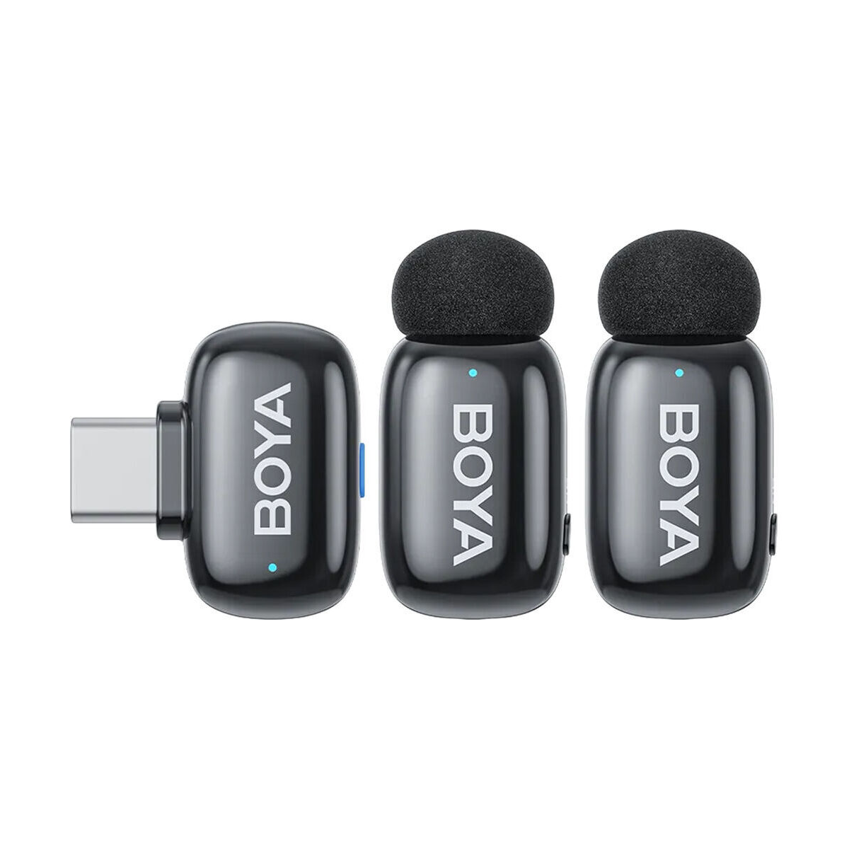BOYA mini 2-02 Wireless Microphone with AI Noise Cancellation (USB-C version) Black 2TX+1RX+1CC