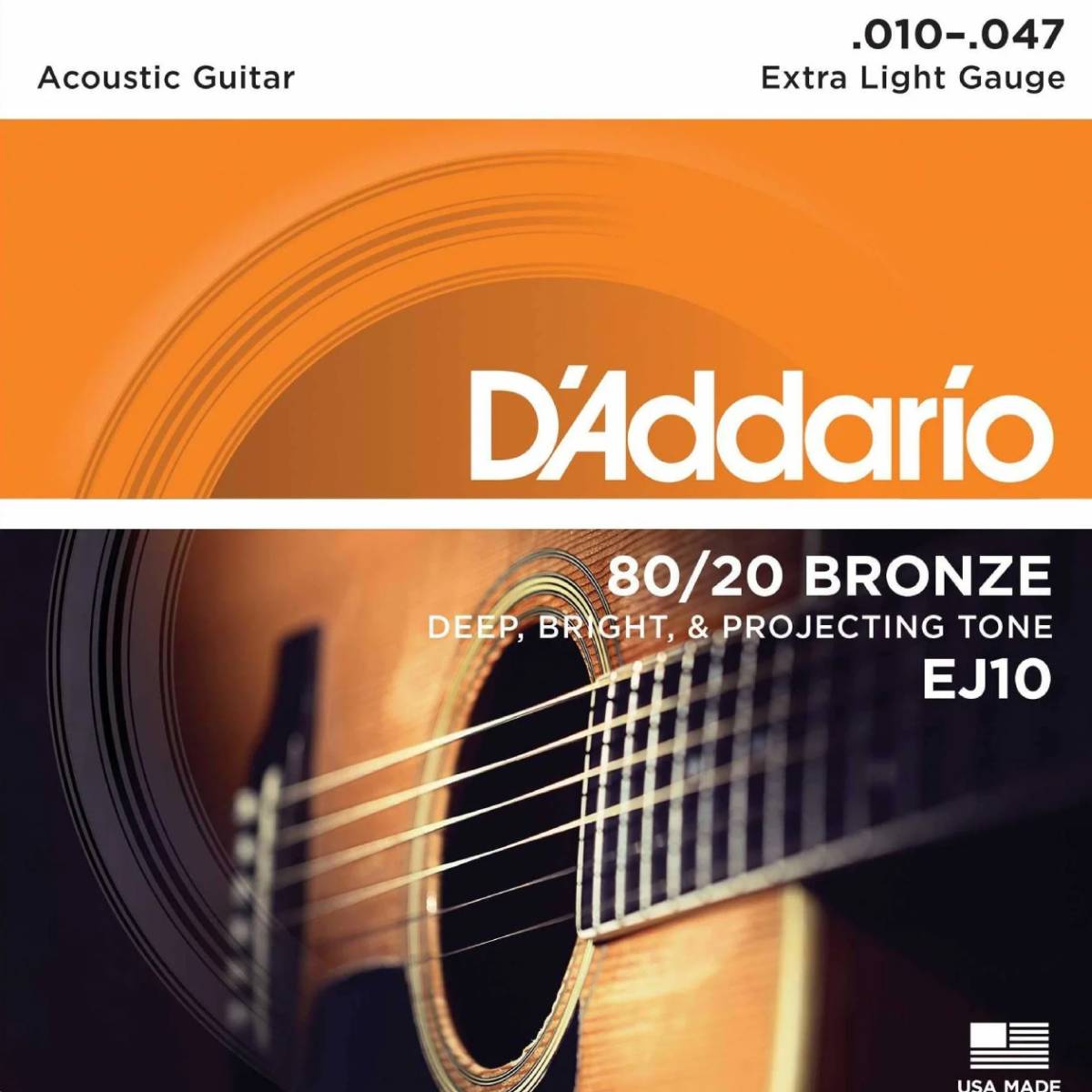 D'Addario Set Acoustic Guitar 80/20 BRZ X-Lite - EJ10