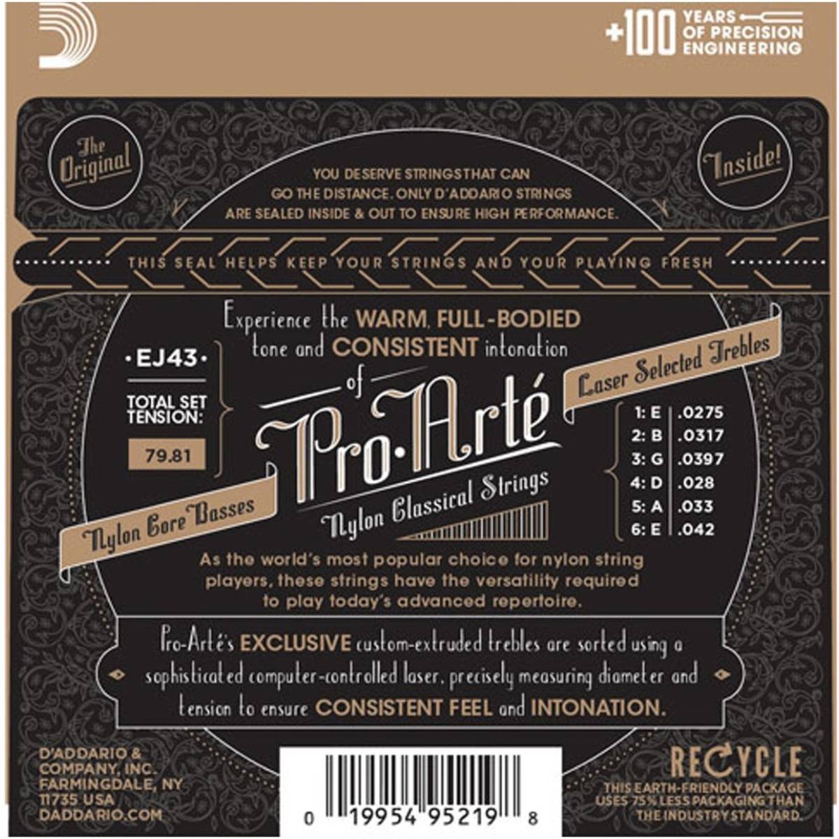 D'Addario Set PRO-ARTE Nylon Strings CLR/Silver LITE - EJ43